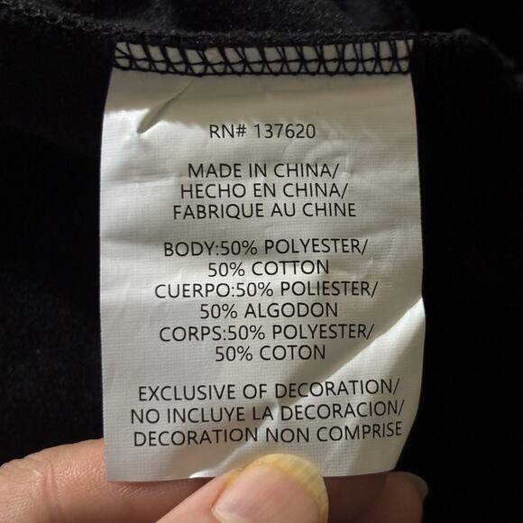 NWOT Pullover Hoodie Black Logo Kangroo Pocket Drawstring Hood Gorpcore Minimal - Picture 6 of 11